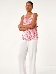 Roman Pink Abstract Spot Print Button Vest - Image 1 of 5