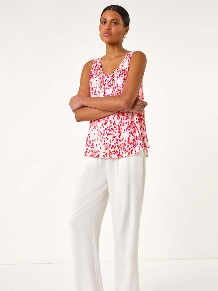 Roman Pink Abstract Spot Print Button Vest - Image 1 of 5