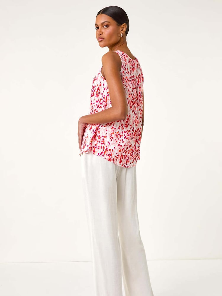 Roman Pink Abstract Spot Print Button Vest - Image 2 of 5