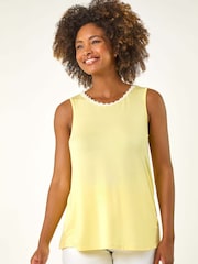 Roman Yellow Daisy Neck Trim Vest Top - Image 2 of 5