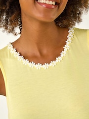 Roman Yellow Daisy Neck Trim Vest Top - Image 5 of 5