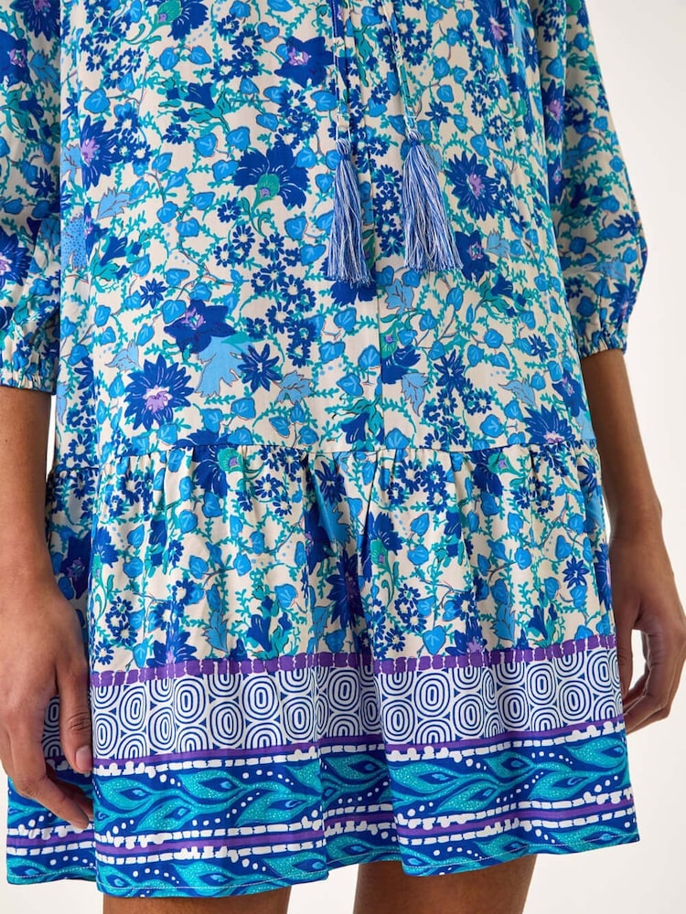 Azul - Vestido holgado con bordes y estampado floral de Roman - Imagen 5 de 5 Azul - Vestido holgado con bordes y estampado floral de Roman - Imagen 5 de 5