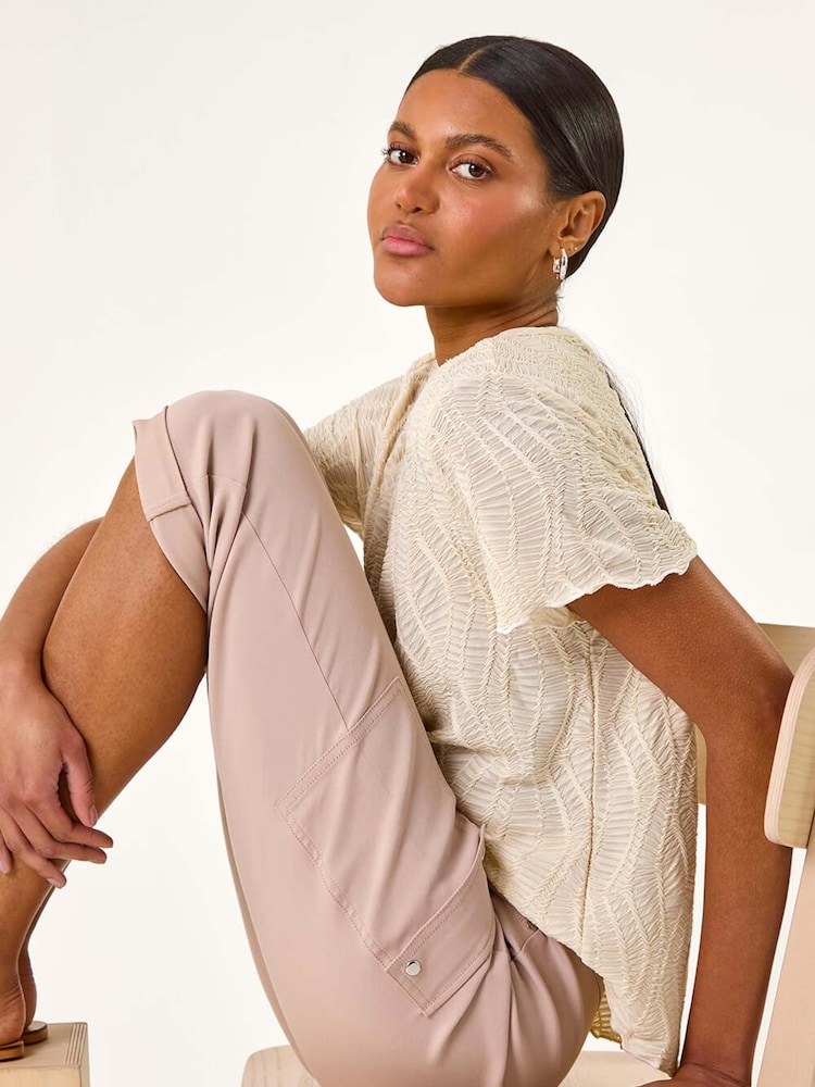 Roman Natural Turn Up Stretch Cargo Trousers - Image 1 of 5