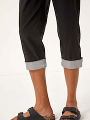Roman Black Contrast Stripe Cropped Trousers - Image 5 of 5