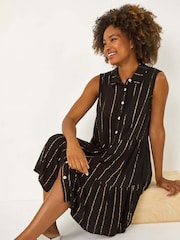 Preto - Vestido de camisa com botões Roman Shimmer - Imagem 1 de 5