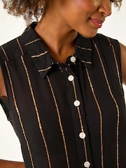Preto - Vestido de camisa com botões Roman Shimmer - Imagem 5 de 5