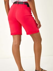 Roman Red Turn Up Stretch Shorts - Image 3 of 5
