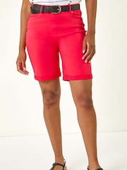Roman Red Turn Up Stretch Shorts - Image 4 of 5