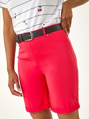 Roman Red Turn Up Stretch Shorts - Image 5 of 5