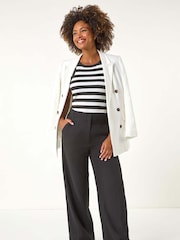 Roman Black Smart Twill Wide Leg Pocket 100% Cotton Trousers - Image 2 of 5