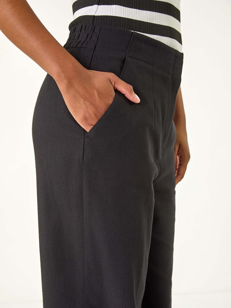 Roman Black Smart Twill Wide Leg Pocket 100% Cotton Trousers - Image 5 of 5