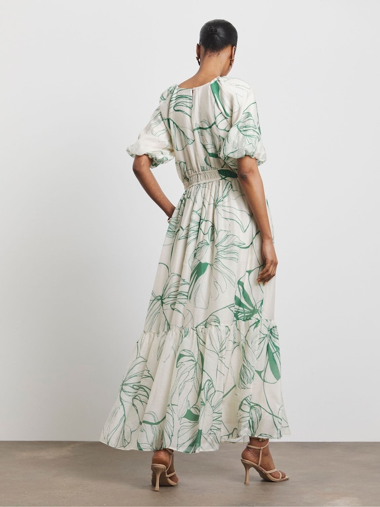 Joanna Hope Natural Puff Sleeve Dress - Image 2 of 4