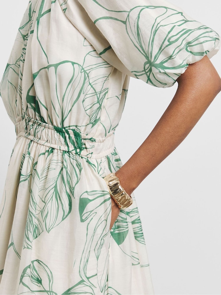 Joanna Hope Natural Puff Sleeve Dress - Image 4 of 4