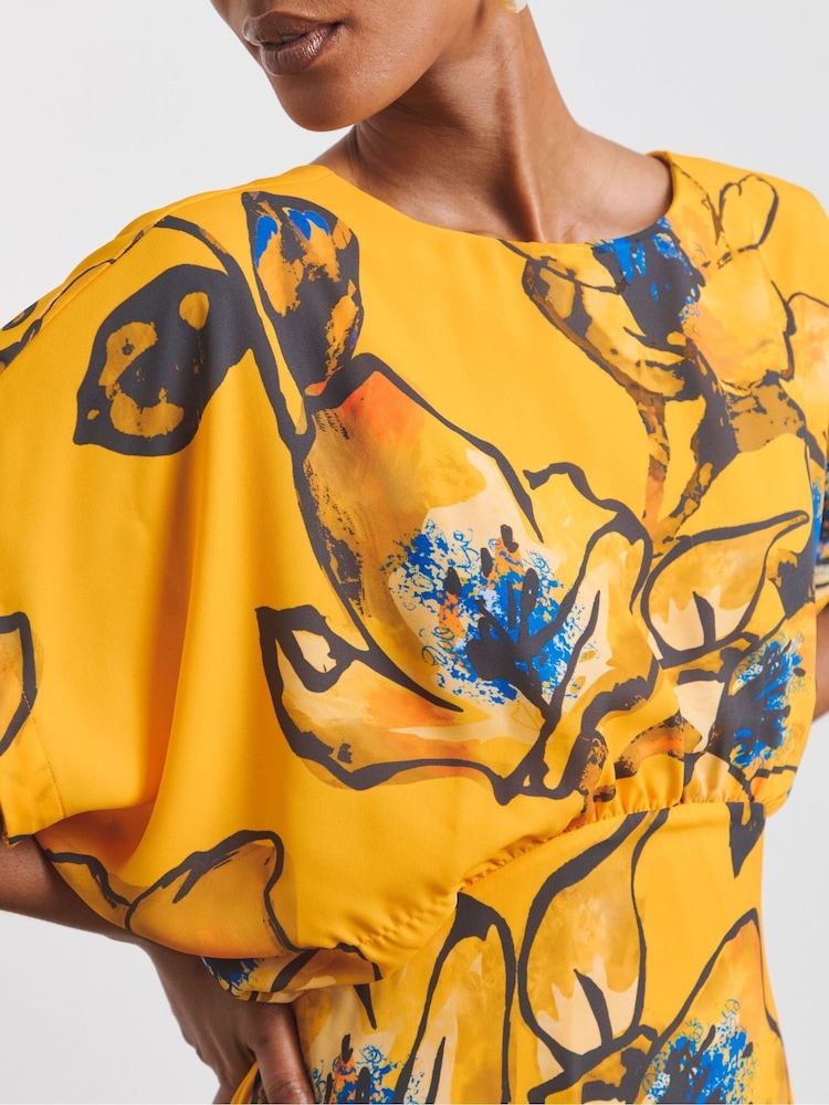 Joanna Hope Yellow Drape Sleeve Dress - Image 4 of 4
