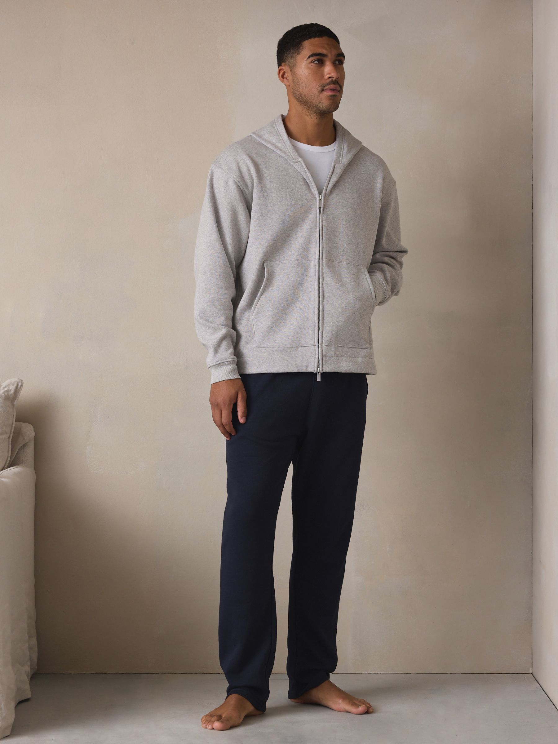 Buy Slate Grey Velour Lined Zip Through Hoodie from Next USA