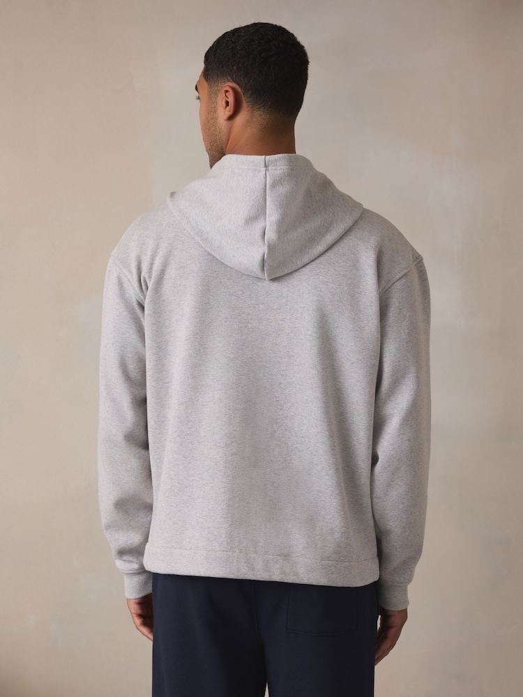 Slate Grey Velour Lined Zip Through Hoodie - Image 2 of 4 Slate Grey Velour Lined Zip Through Hoodie - Image 2 of 4