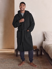 Black Corded Textured Dressing Gown - Image 1 of 9