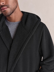 Black Corded Textured Dressing Gown - Image 4 of 9