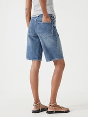 Hush Blue Boyfriend Long Denim 100% Cotton Shorts - Image 3 of 6