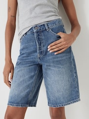 Hush Blue Boyfriend Long Denim 100% Cotton Shorts - Image 4 of 6