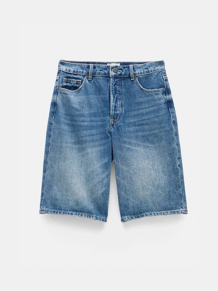 Hush Blue Boyfriend Long Denim 100% Cotton Shorts - Image 6 of 6