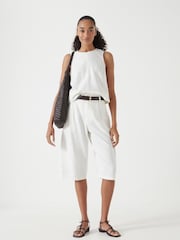Hush White Linen Blend Lya Bermuda Shorts - Image 1 of 6