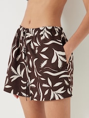 Hush Brown Printed Linen Blend Shorts - Image 5 of 5