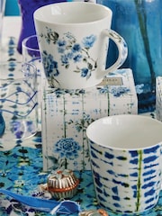 Designers Guild Set of 4 Indigo Kyoto Flower Mugs - Image 1 of 4