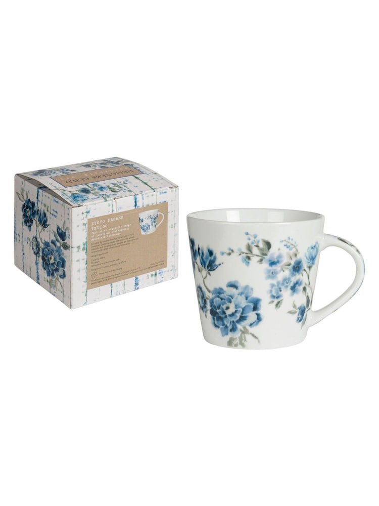 Designers Guild Set of 4 Indigo Kyoto Flower Mugs - Image 4 of 4