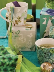 Designers Guild Set of 4 Celadon Fleur Orientale Mugs - Image 1 of 4