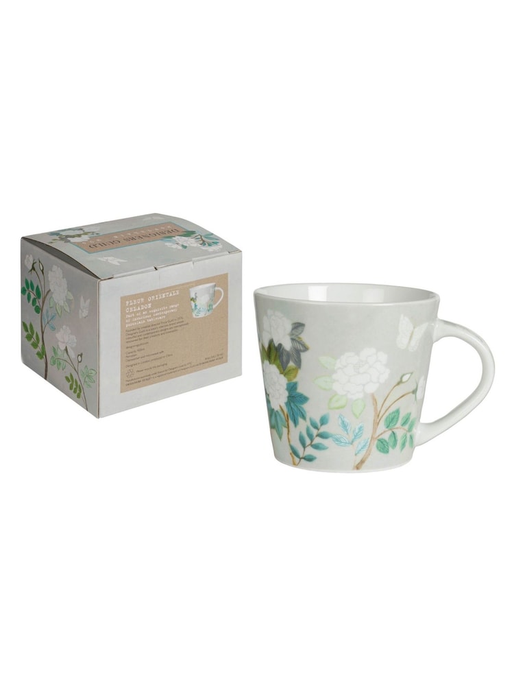 Designers Guild Set of 4 Celadon Fleur Orientale Mugs - Image 4 of 4
