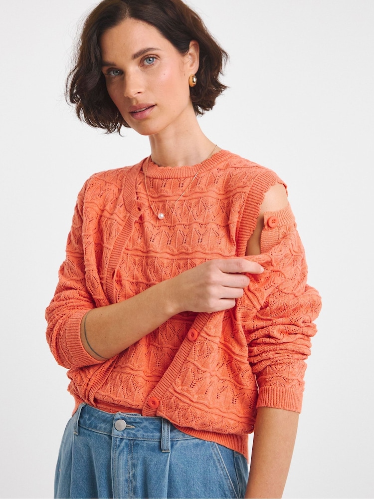 JD Williams Orange Crochet Long Sleeve Cardigan - Image 1 of 4 JD Williams Orange Crochet Long Sleeve Cardigan - Image 1 of 4