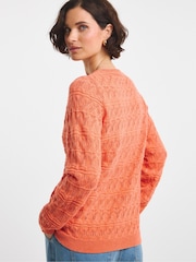 JD Williams Orange Crochet Long Sleeve Cardigan - Image 2 of 4