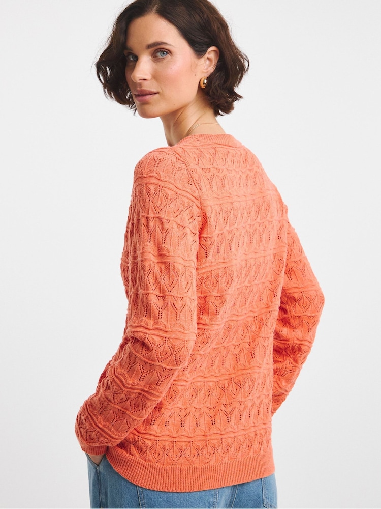 JD Williams Orange Crochet Long Sleeve Cardigan - Image 2 of 4 JD Williams Orange Crochet Long Sleeve Cardigan - Image 2 of 4