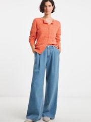JD Williams Orange Crochet Long Sleeve Cardigan - Image 3 of 4