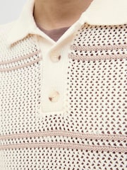 JACK & JONES Knitted Stripe Polo Shirt - Image 4 of 7