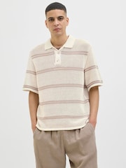 JACK & JONES Knitted Stripe Polo Shirt - Image 5 of 7