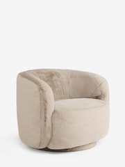Oslo Faux Fur Mink Brown Theo Swivel Snuggle Chair - Image 6 of 10