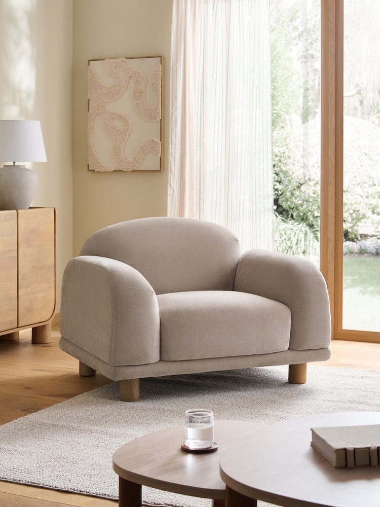 Relaxed Chenille Light Natural Avery Accent Chair - Image 1 of 9 Relaxed Chenille Light Natural Avery Accent Chair - Image 1 of 9