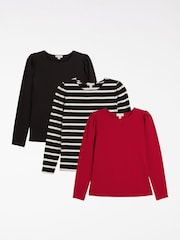 Love & Roses Multi Puff Sleeve Shoulder Long Sleeve Jersey Top Pack - Image 1 of 8