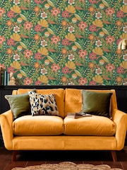Graham & Brown Forest Green Oopsy Daisy Blue Lilac Wallpaper - Image 1 of 3