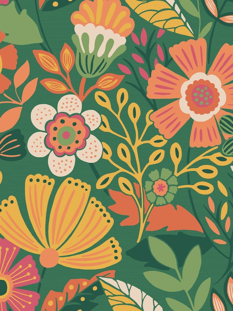 Graham & Brown Forest Green Oopsy Daisy Blue Lilac Wallpaper - Image 2 of 3