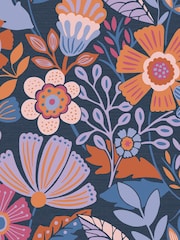 Graham & Brown Blue or Lilac or Tangerine Oopsy Daisy Blue Lilac Wallpaper - Image 2 of 3