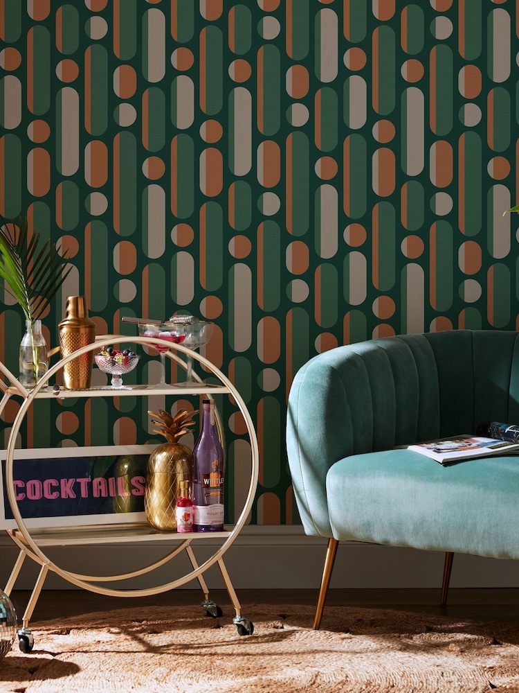 Graham & Brown Bottle Green Rust Envy Morse 10M Wallpaper - Image 4 of 4