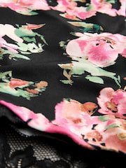 Black Floral/Pink High Rise High Leg Microfibre & Lace Knickers 2 Pack - Image 13 of 13