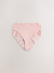 Black Floral/Pink High Rise High Leg Microfibre & Lace Knickers 2 Pack - Image 3 of 9