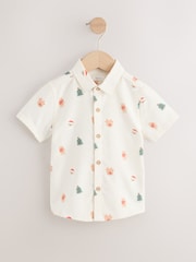 Ecru Short Sleeve Christmas Character Shirt (3mths-10yrs) - Image 1 of 4