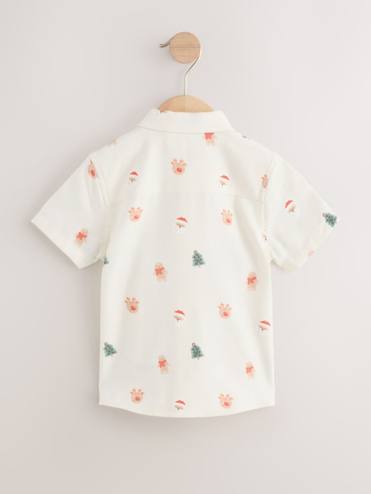 Ecru Short Sleeve Christmas Character Shirt (3mths-10yrs) - Image 2 of 4