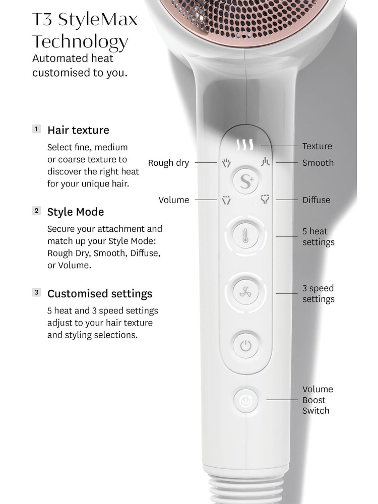 T3 Featherweight StyleMax Professional Hair Dryer with Automated Heat - Image 2 of 5