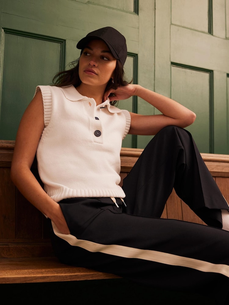 Mint Velvet White Cotton Knit Polo Shirt - Image 1 of 7